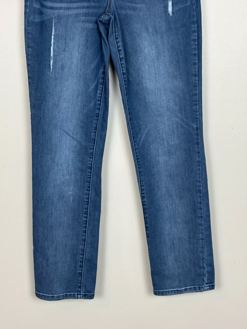 Democracy Jeans Womens 8 Blue Straight Leg Distressed Stretch Mid Rise Denim - Picture 4 of 9